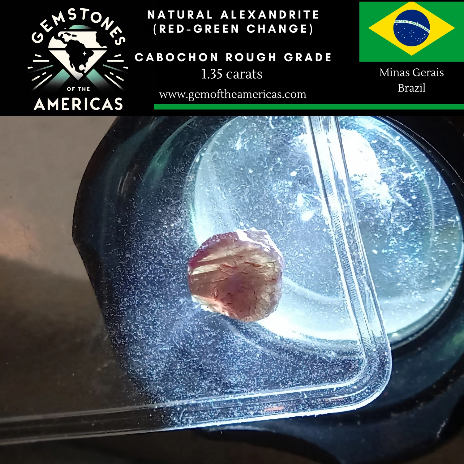 Beautiful Alexandrite showing color-changing properties from green to red